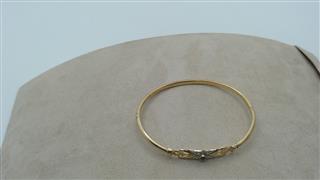 White Stone Gold-Stone Bracelet 14K Yellow Gold 6.68g